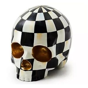 MacKenzie-Childs COURTLY CHECK SKULL. Halloween / Fall Decor. New in Box.
